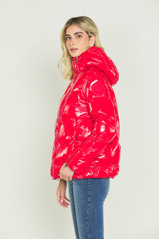 AULA_BOREALIS long-sleeved down jacket with hood plus zip and vinyl pockets