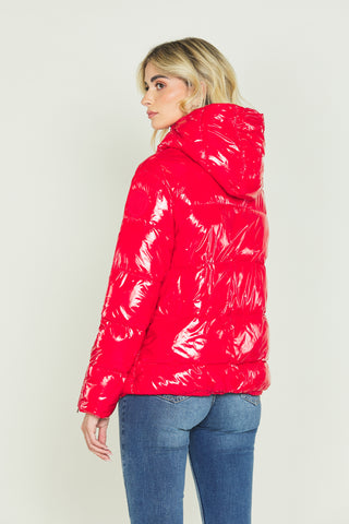 AULA_BOREALIS long-sleeved down jacket with hood plus zip and vinyl pockets