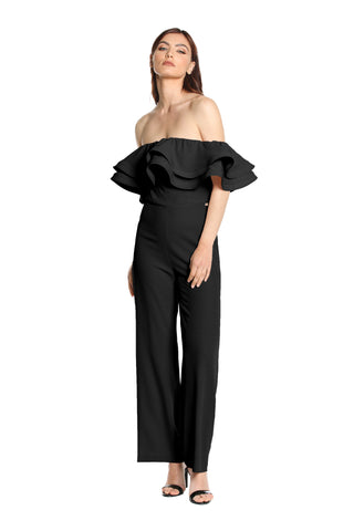GORGEOUS long half-sleeved jumpsuit with boat neckline and ruffles 