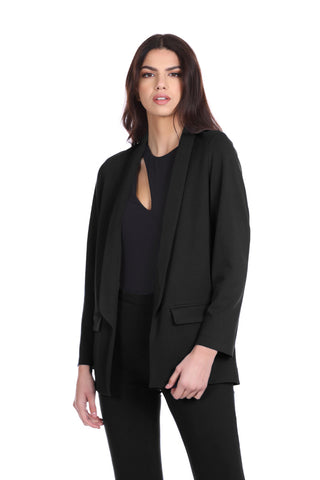 COMEGLIE long sleeve shawl collar jacket with pockets plus crepe flaps