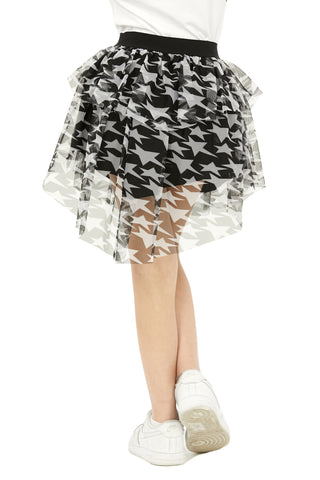 Short MARILL skirt with tulle star pattern flounces