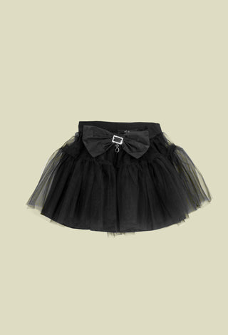 Short BAKUGAN skirt with tulle flounces and rhinestone buckle bow