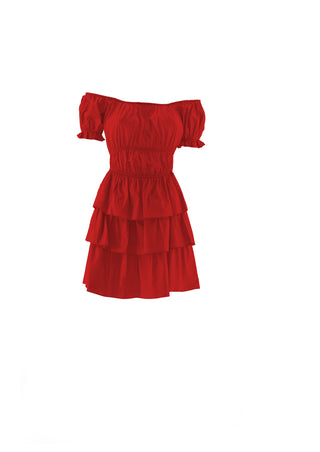BLAREIS short half-sleeved dress with gathers, ruffles and flounces