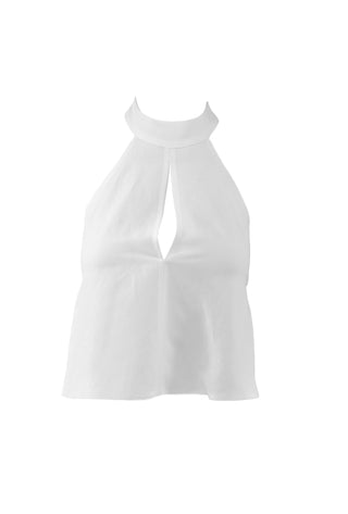 Short PEACK top with opening on the back and keyhole neckline on the front