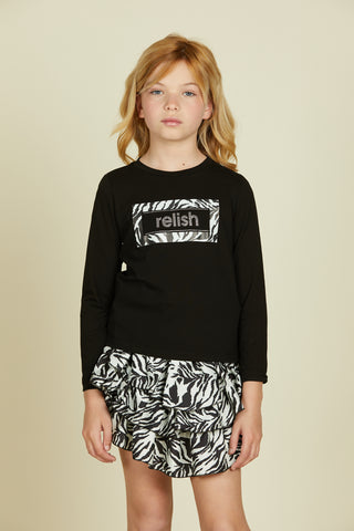 DRAGON long sleeve t-shirt with zebra relish rhinestone print