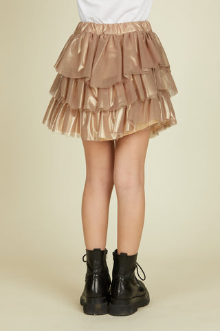 NEMO short skirt with flounces and coated tulle