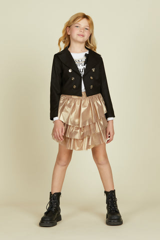 NEMO short skirt with flounces and coated tulle