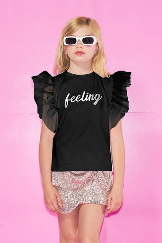 T-Shirt GRUMPY mezza manica Tulle con Stampa più Appl.Paillettes Spalle