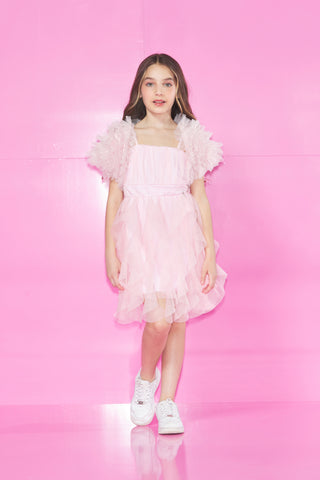 RANGINE Short Top Dress with Tulle Ruffles
