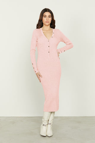 SELEN long sleeve dress with ribbed lurex buttons