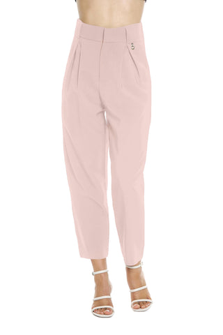 SETMU high-waisted capri trousers with pleats, belt loops and pockets