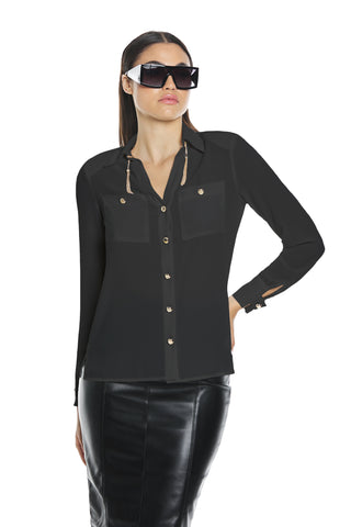 SUGILLITE long sleeve shirt with pocket plus buttons and hanging chains