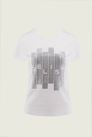 SULTANO half sleeve t-shirt with rhinestones