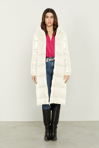 TOM long-sleeved down jacket with knitted edge, hood and zip