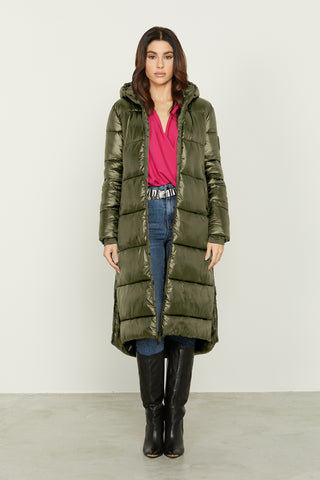 TOM long-sleeved down jacket with knitted edge, hood and zip