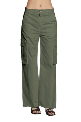 TYRA_1 high waist trousers with fringed cargo fit gabardine