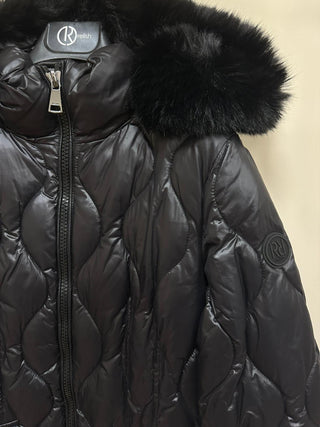 Piumino KIVON manica lunga con cappuccio più ecopelliccia staccabile più tasche più zip