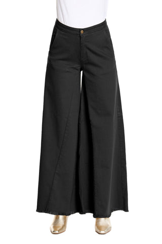 ZUFFRON trousers high waisted wide leg with fringed drill pockets 