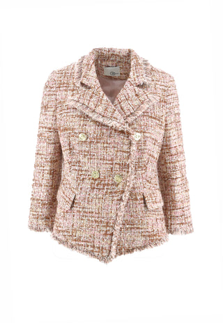 Giacca CHIYO corta manica a 3/4 doppio petto con bordo sfrangiato tex chanel