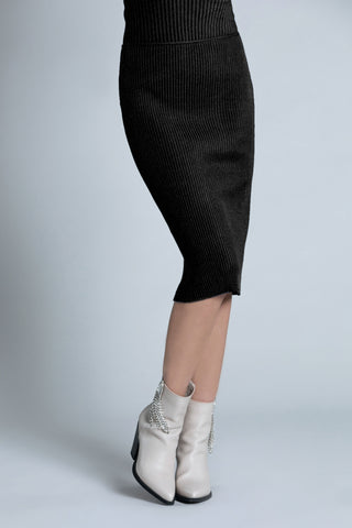 CHY high waist midi skirt with ribbed elastic