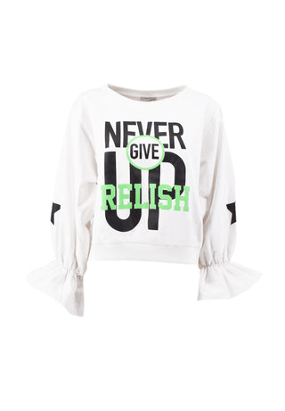 FARTEX short sweatshirt M.7/8 wide with curl plus ruffles with print plus glitter 