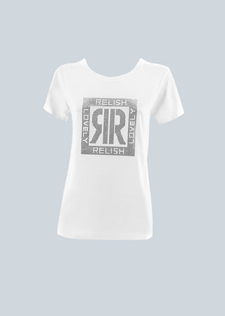 GLENDA half-sleeve T-Shirt with rhinestone applications
