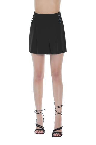 IZUMI high-waisted shorts with skirt panel and buckles