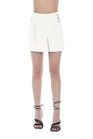 IZUMI high-waisted shorts with skirt panel and buckles