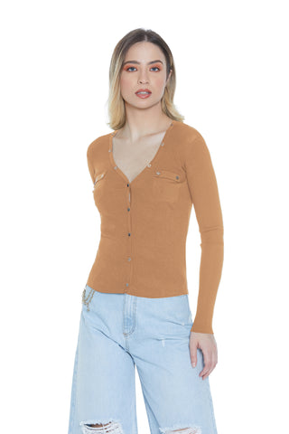 MARKAB long-sleeved cardigan with ribbed flaps and buttons