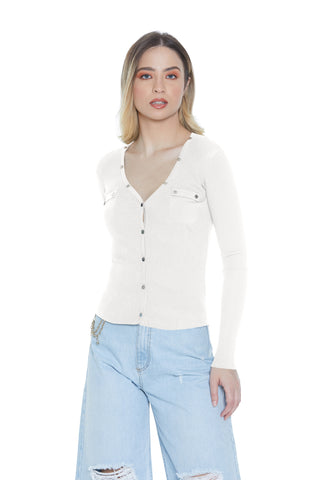 MARKAB long-sleeved cardigan with ribbed flaps and buttons