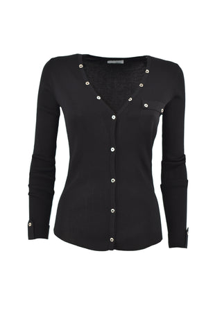MARLIKS long-sleeved cardigan with ribbed turn-up plus pocket and buttons 