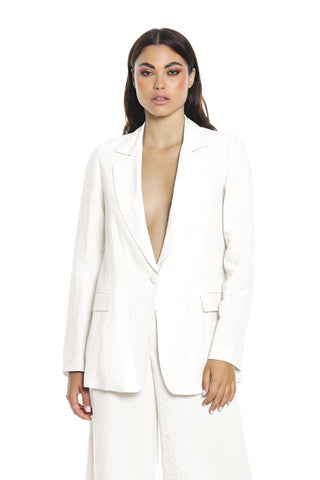 POPS linen jacket with long sleeves, 1 button and flaps