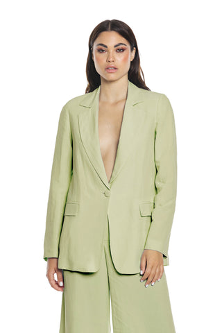 POPS linen jacket with long sleeves, 1 button and flaps