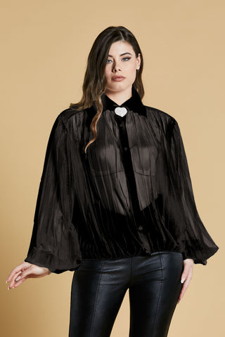 Camicia FLUF manica lunga palloncino tulle con profili georgette