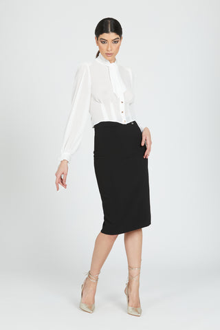 ISTORE short, long-sleeved shirt with sash and pyramid buttons