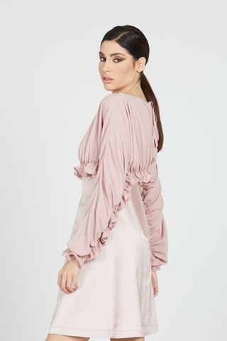 Blusa KABRUM corta manica lunga arricci rouches