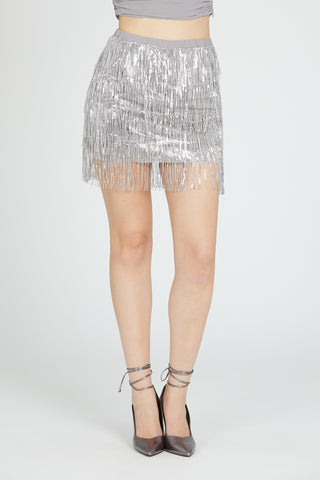 SUDAME short skirt with sequin fringes