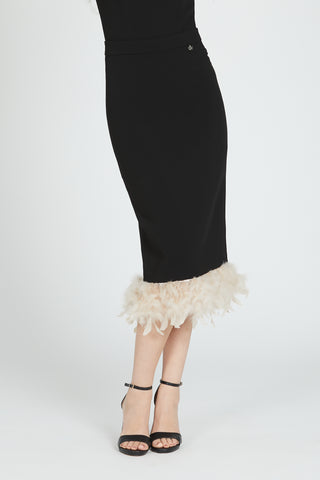 BAINTH high waist midi skirt with feathers