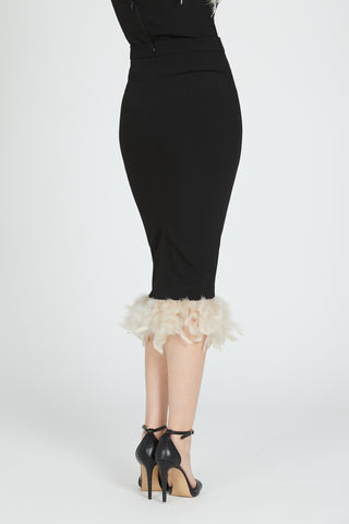 BAINTH high waist midi skirt with feathers