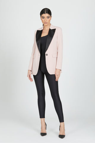 KUNGUR long sleeve jacket with satin lapels, 1 jewel button and flap pocket