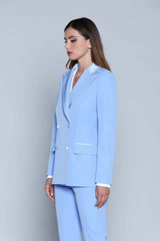 YUIO long-sleeved double-breasted jacket with pockets and satin inserts 