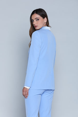 YUIO long-sleeved double-breasted jacket with pockets and satin inserts 