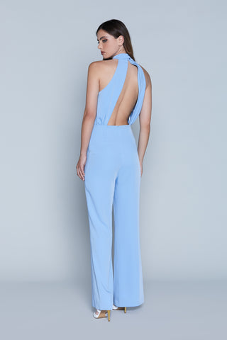 KYS long jumpsuit with American neckline and studded button with back opening 