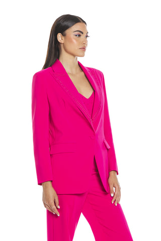 COVELLINA long-sleeved jacket with 1 button and lapel flaps with rhinestones