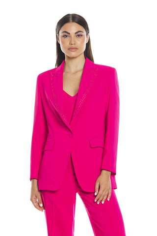 COVELLINA long-sleeved jacket with 1 button and lapel flaps with rhinestones