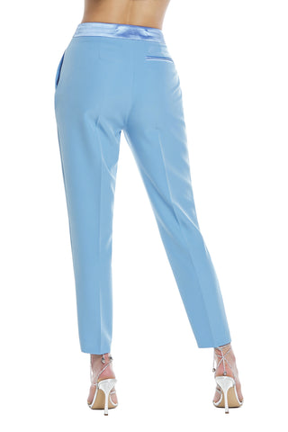 BOJI trousers with hook plus pocket, straight leg, satin inserts