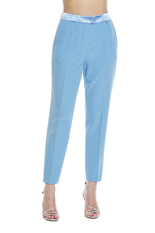 BOJI trousers with hook plus pocket, straight leg, satin inserts