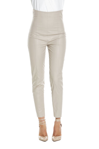 OCCHIOGATTO high-waisted trousers with back zip and eco-leather curls