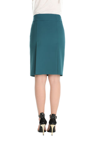 Midi skirt with front and back slits, pockets and CASER buttons 