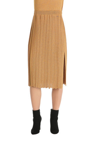 Gonna in lurex plissé, relish fashion moda, abbigliamento femminile